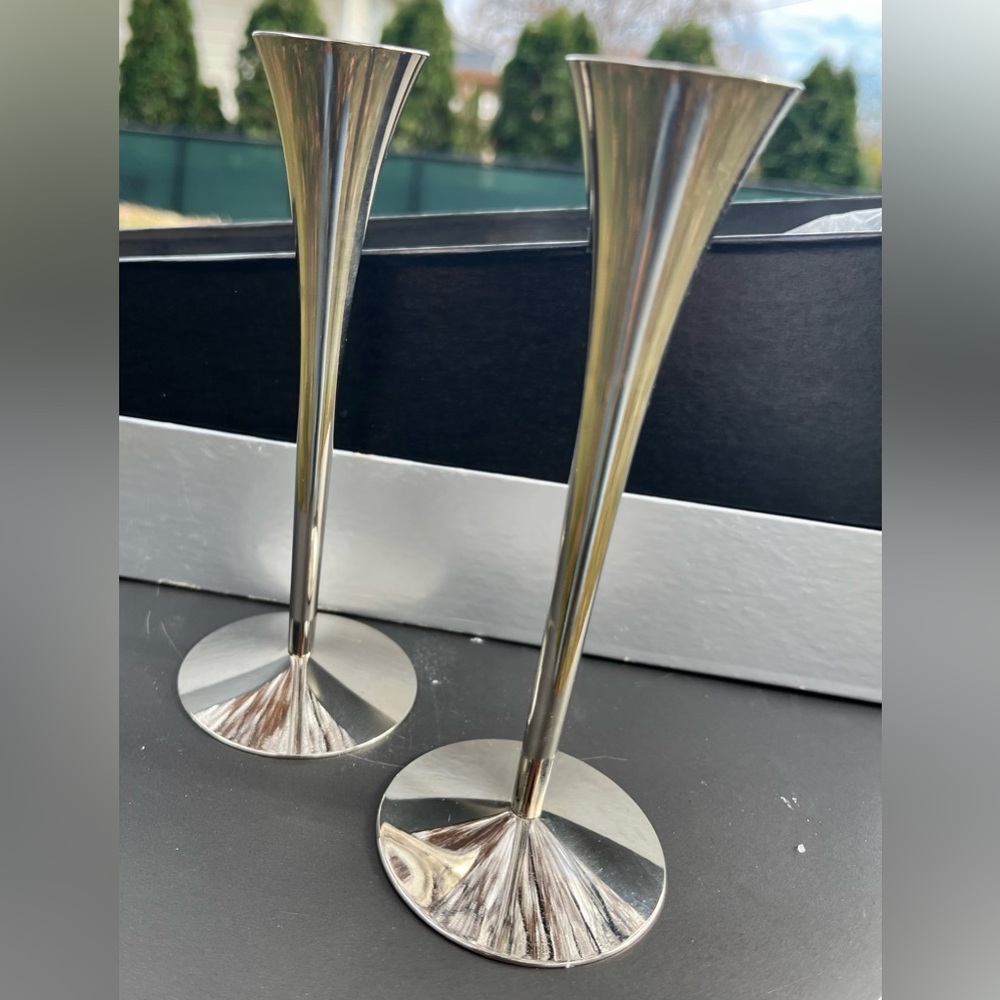 Vintage mcm German Silver candlestick holders org packaging & box